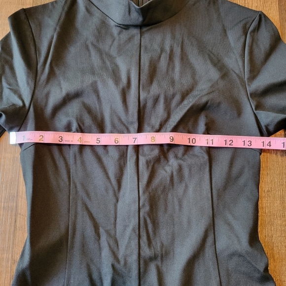 Black Bodycon Stretchy Dress With High Neck Long Sleeves - Picture 7 of 9